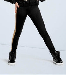 WEISSMAN - Child Large Black Leggings with Gold Stripe Costume  - NEW **