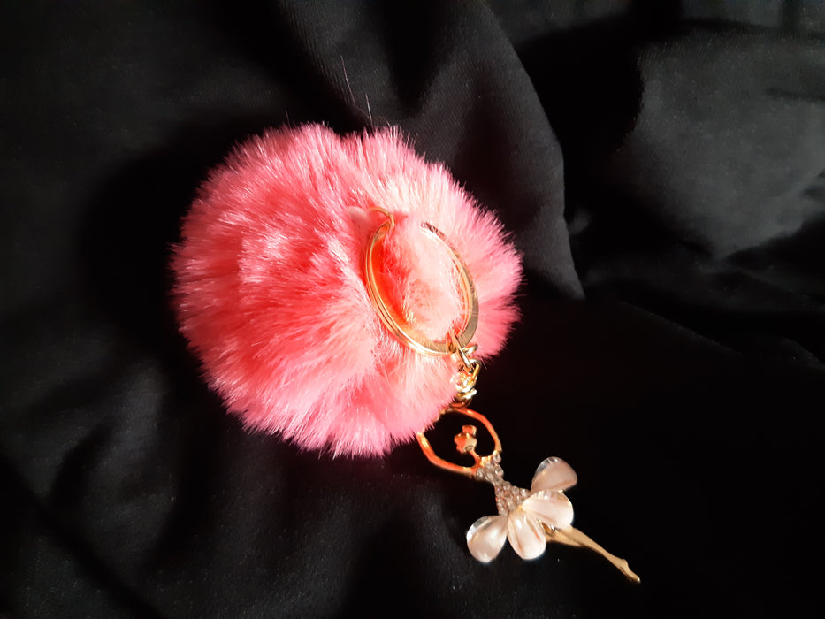 Ballerina Keyring with Pouf - hot pink
