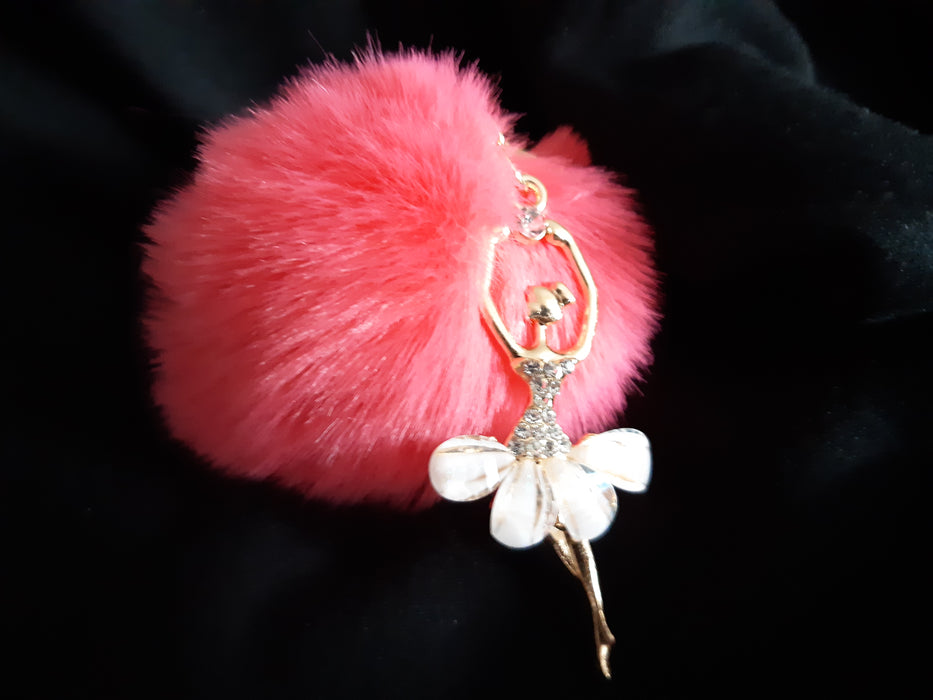 Ballerina Keyring with Pouf - hot pink