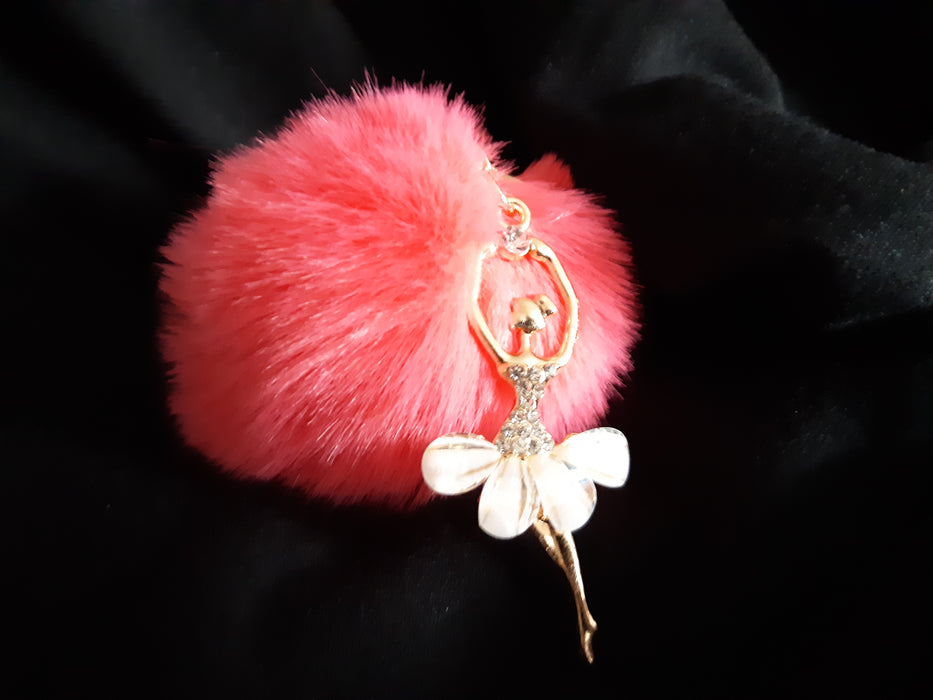 Ballerina Keyring with Pouf - hot pink