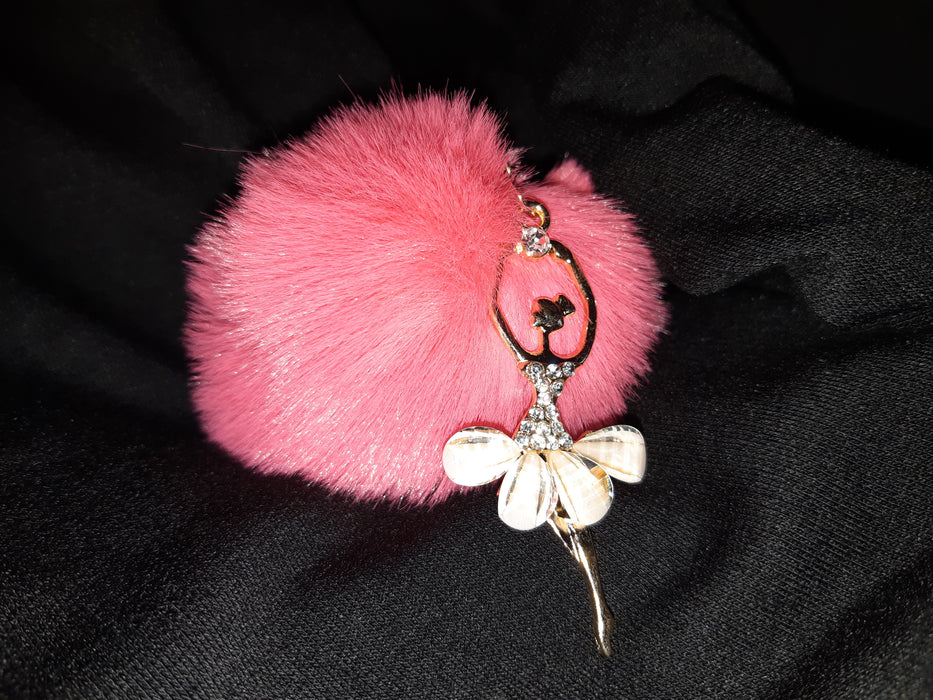 Ballerina Keyring with Pouf - hot pink