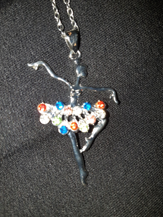 Ballet Dancer Necklace with Bright Stones