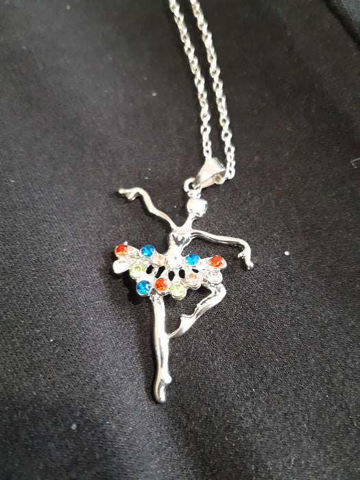 Ballet Dancer Necklace with Bright Stones