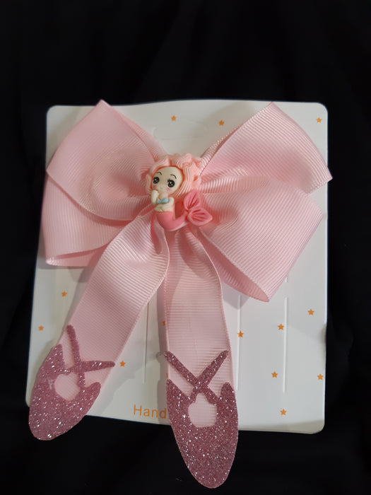 Hair Bow With Ballet Slipper Tails