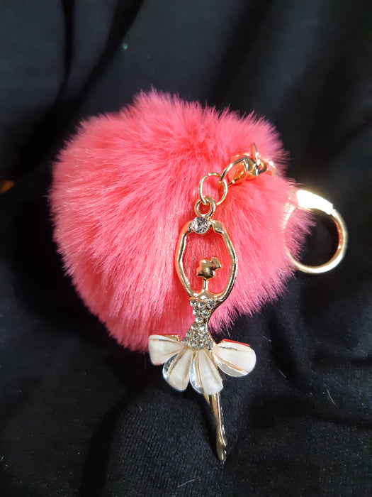 Ballerina Keyring with Pouf - hot pink
