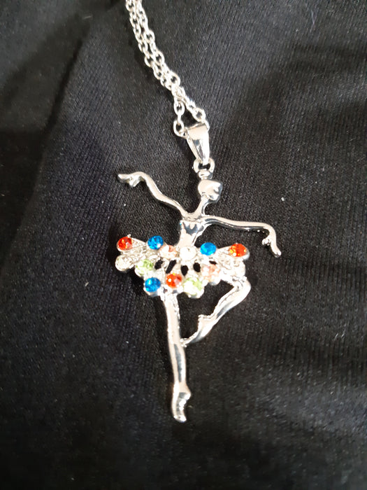 Ballet Dancer Necklace with Bright Stones