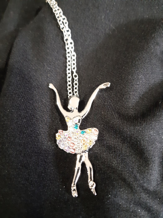Ballet Girl Necklace With Pastel Stones