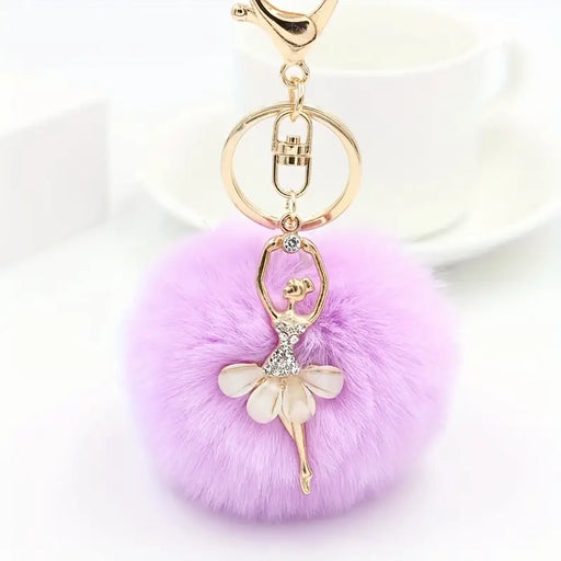 Ballerina Keyring With Pouf - Lilac