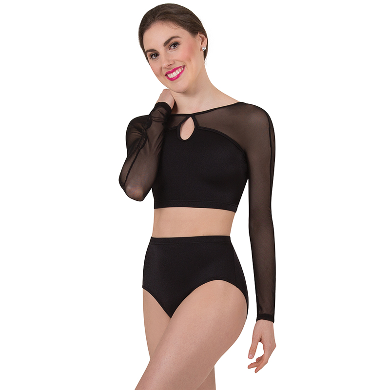Body Wrappers Womens Tiler Peck Long Sleeve Dance Crop Top Spectrum Movement