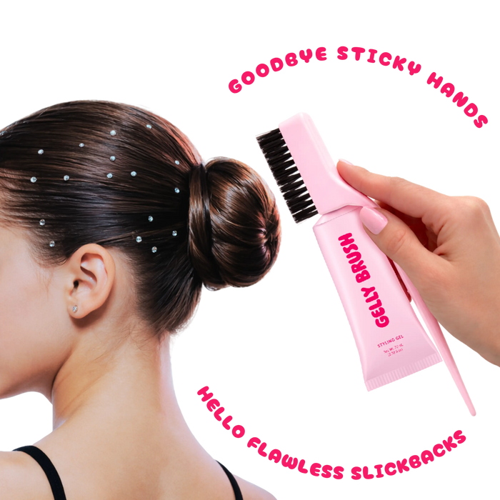Gelly Brush Hair Gel Brush Set: Styling Brush + 2 Gel Refills