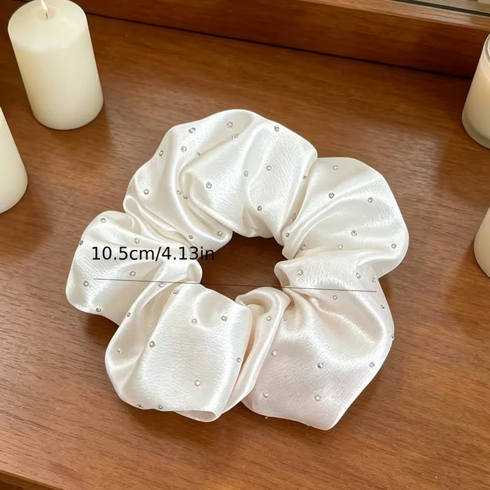 White Rhinestone Scrunchie