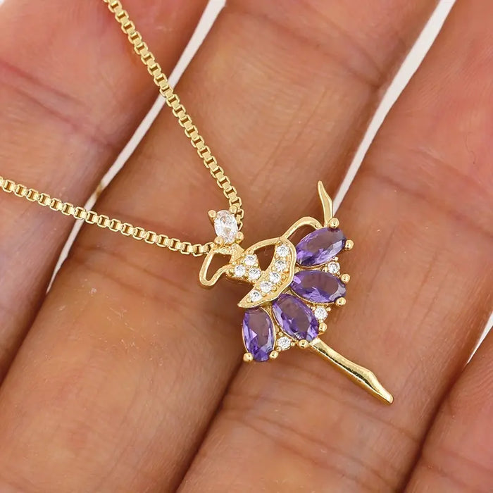 Ballerina Necklace With Lavender Stones