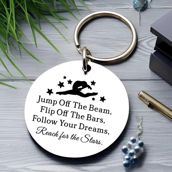Gymnastics Stainless Steel Keyring