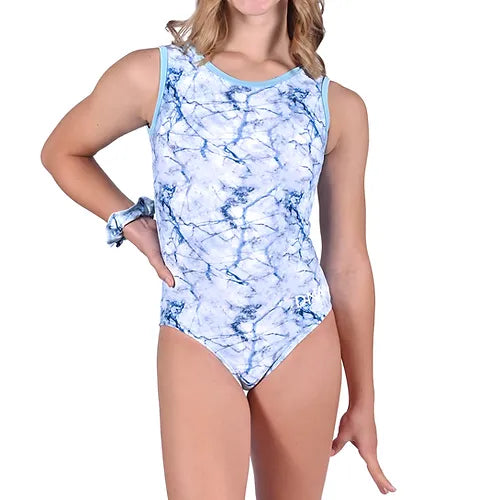 DNA - Adult Full Out Tank Print Leotard- Aquamarine