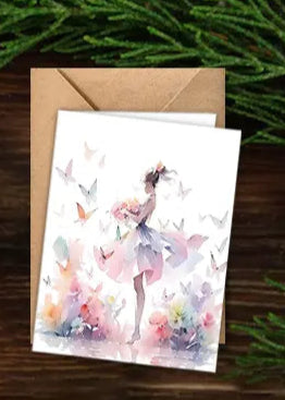 Ballerina Watercolor Notecard