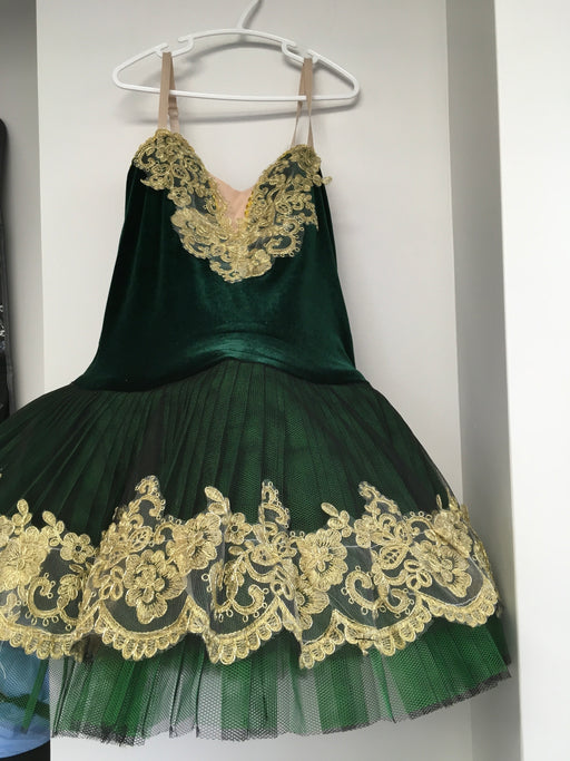 Adult Small Emerald Green and Gold Ballet Platter Tutu - New**