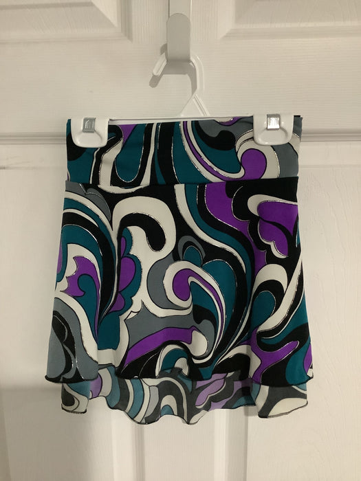 Adult Pull on Skirt - Purple Teal Grey