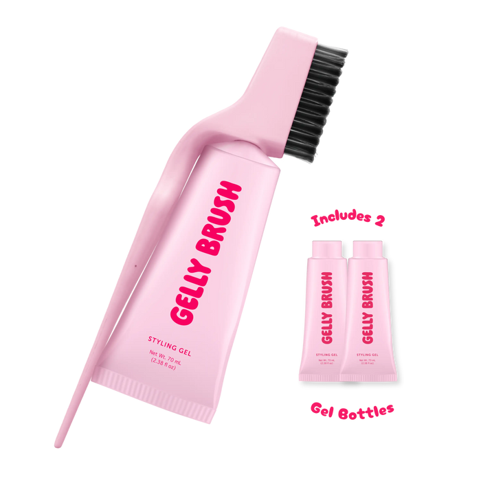 Gelly Brush Hair Gel Brush Set: Styling Brush + 2 Gel Refills
