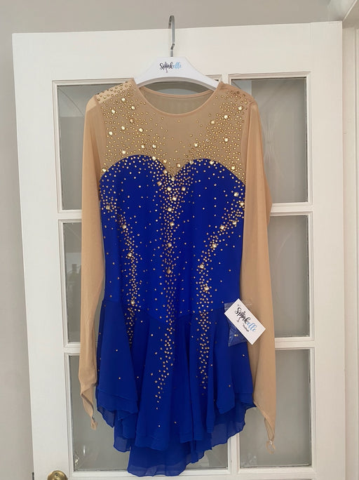 Sparkelle - One of a Kind Blue and Gold Women's Skating Dress