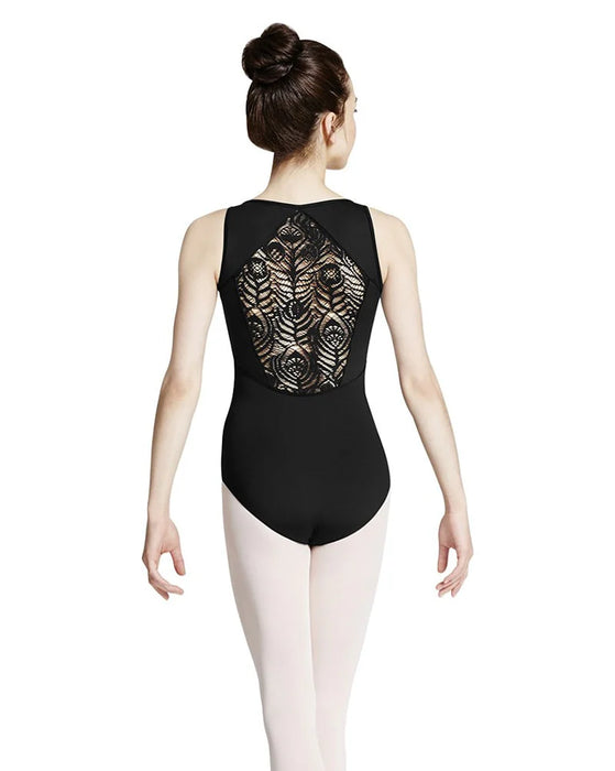 Mirella Adult Peacock Plume Diamond Back Tank Leotard