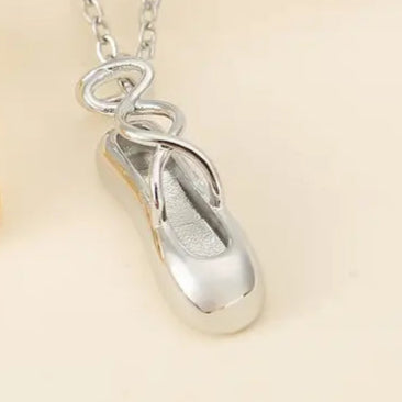 Ballet Shoe Necklace - Silver