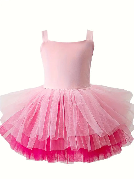 Light Pink with Vibrant Pink Underlay Dance Dress