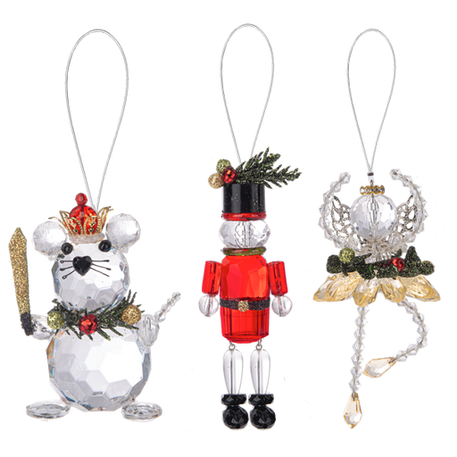 Ganz - Crystal Nutcracker Themed Ornaments