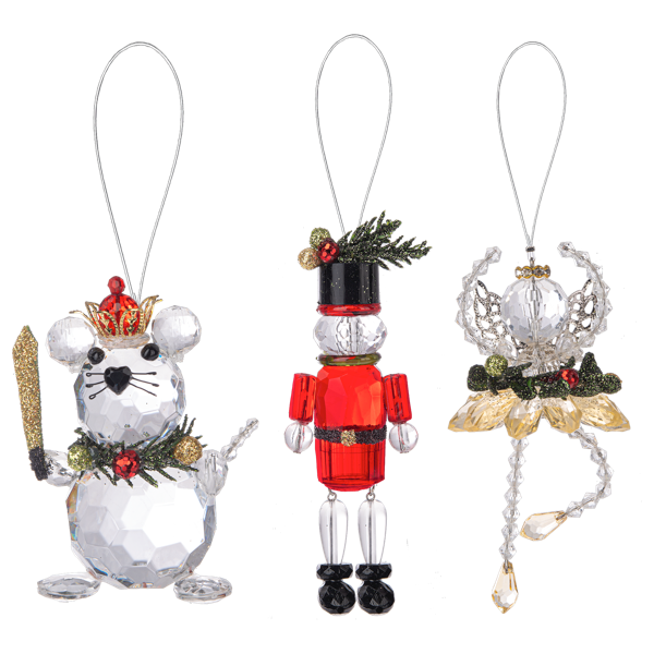 Ganz - Crystal Nutcracker Themed Ornaments