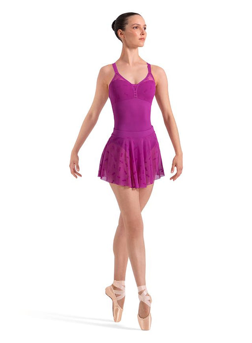 BLOCH - Ladies Mesh Skirt with Velvet Flocking - Orchid