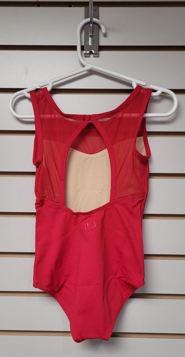 Lulli - Girls Mesh Yoke Tank Dance Leotard Toma - Dark Red