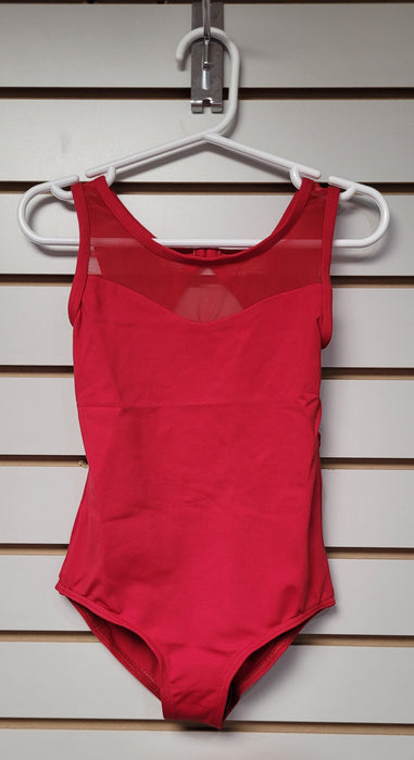 Lulli - Girls Mesh Yoke Tank Dance Leotard Toma - Dark Red