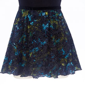Dasha - Ladies Aqua Velvet Burnout Wrap Skirt