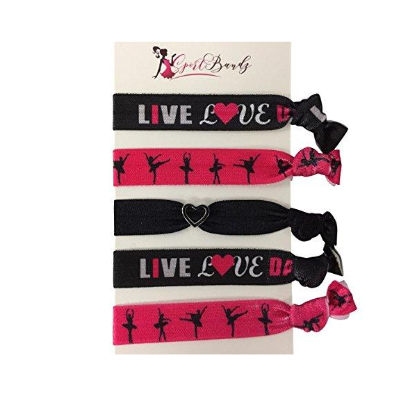 Girls Live Love Dance Hair Ties - Fuchsia/Black