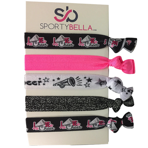 Cheer Hair Ties - Hot Pink/ Black - 5/pk