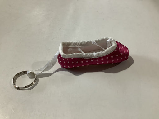 SoDanca - Raspberry Polka Dot Pointe Shoe Key Ring